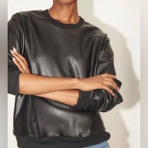 LA Made BLACK VARSITY VINTAGE FIT VEGAN LEATHER SWEATSHIRT

Size Medium